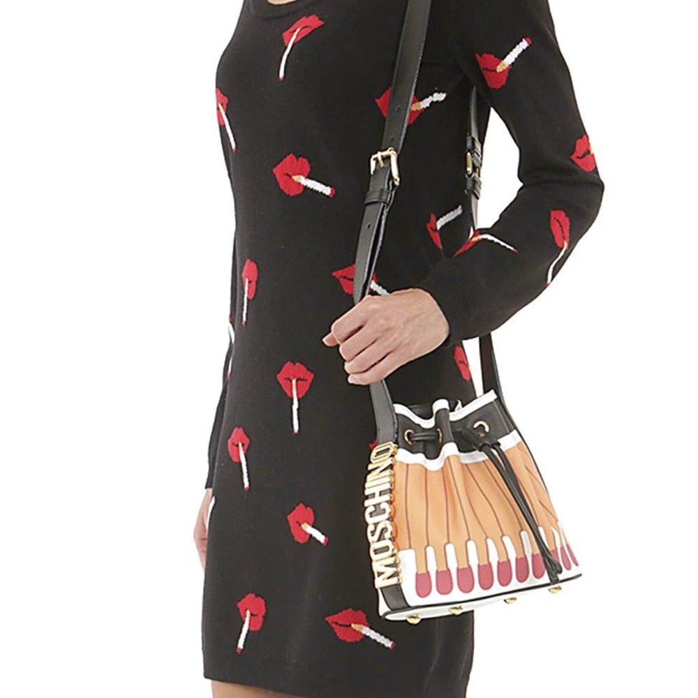 Moschino MATCHES smoke crossbody! Fashion Kills line purse matchbook bucket bag